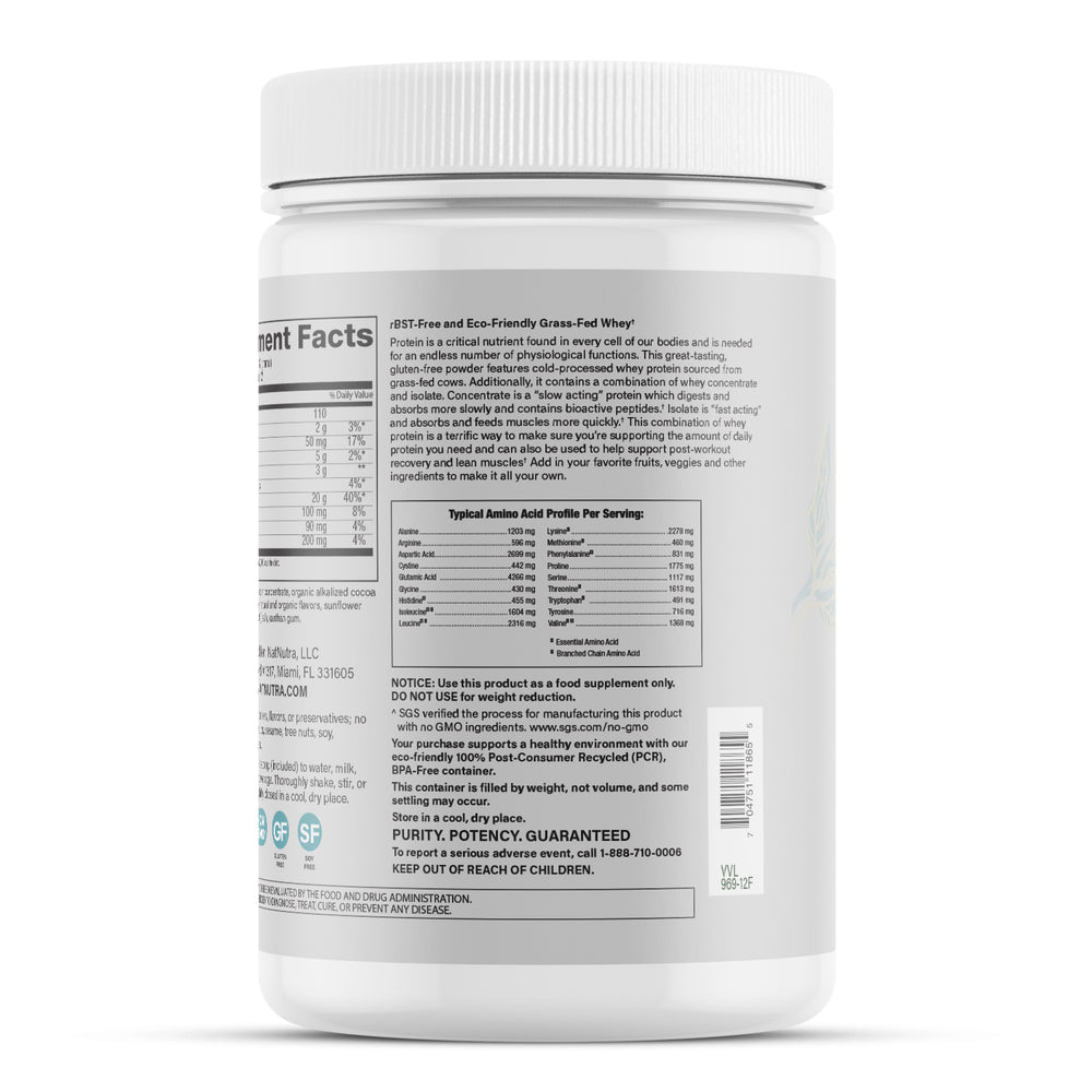 Natural Nutra Grass fed whey protein powder 13.5 OZ - Natural Nutra