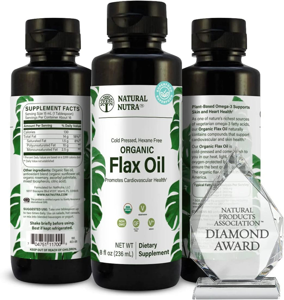 Organic Flaxseed Oil Liquid Supplement - Natural Nutra